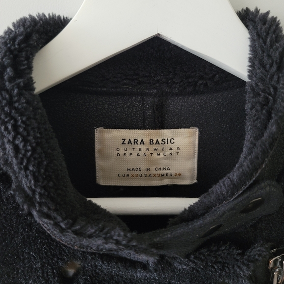 ZARA Faux Fur Teddy Mid-Length Jacket - Picture 4 of 8